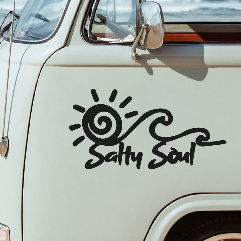 Outdoor Adventure Words - Salty Soul Vinyl Sticker, Sun Wave